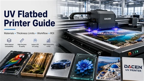 UV Flatbed Printer Guide: Materialien, Dicke Limiten, Workflow & ROI